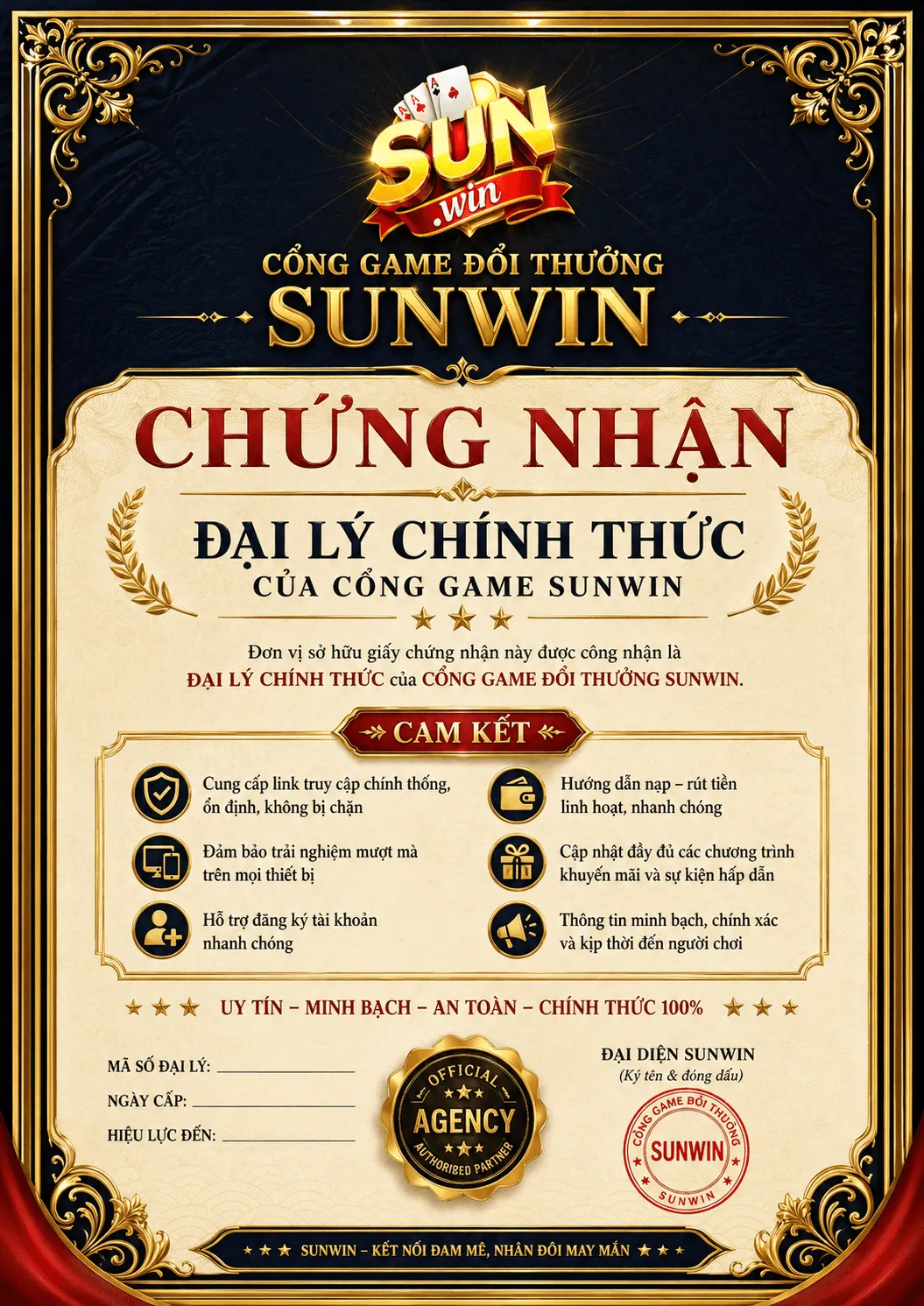 Đại lý chính thức thuộc cổng game Sunwin